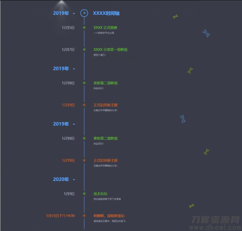 网站发展史记录html单页源码