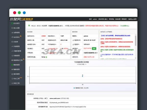 PHP站群系统小旋风万能蜘蛛池x6.3源码 破解不限授权