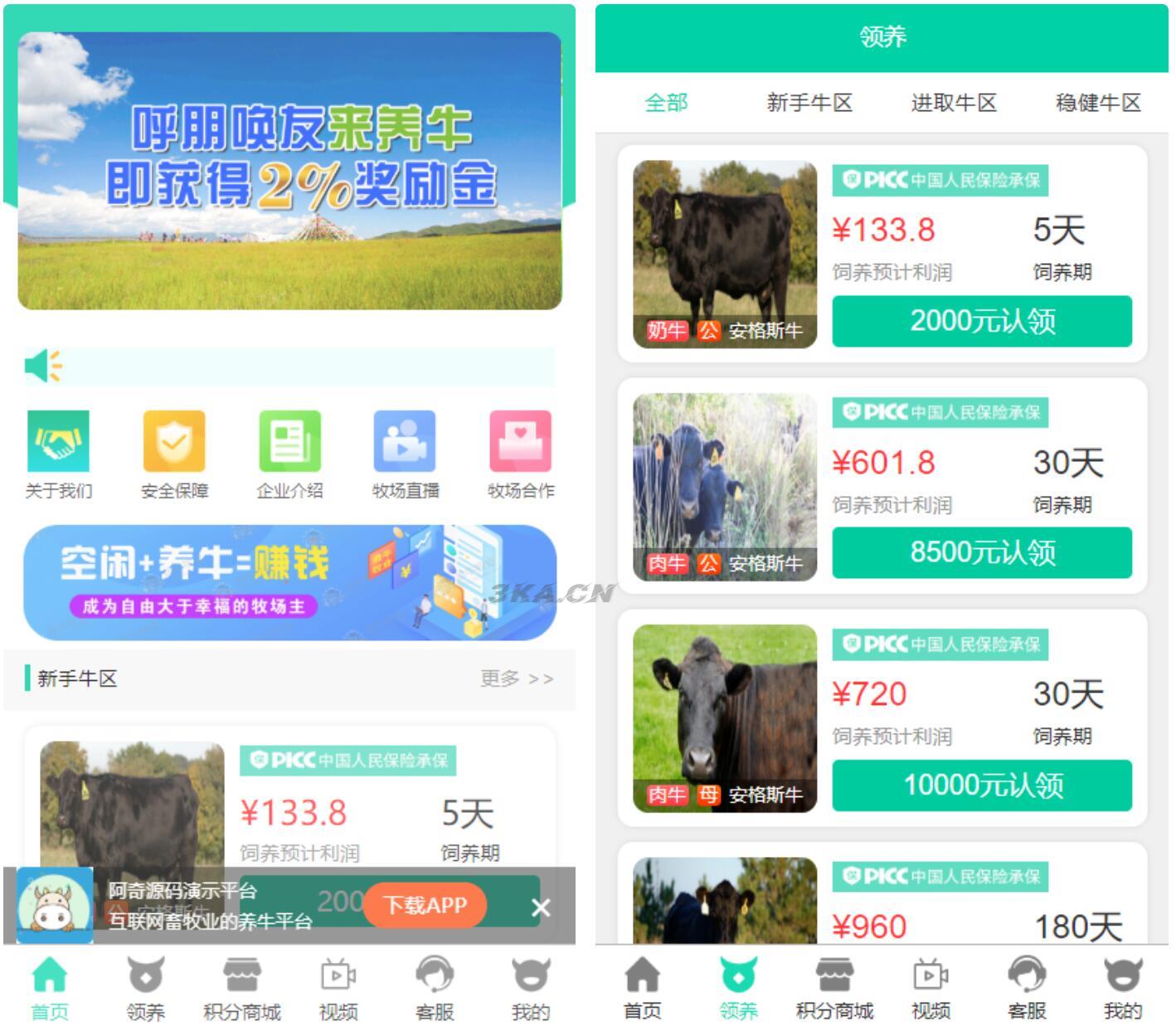 【牧场养牛】带积分商城+抽奖+会员特权 区块源码