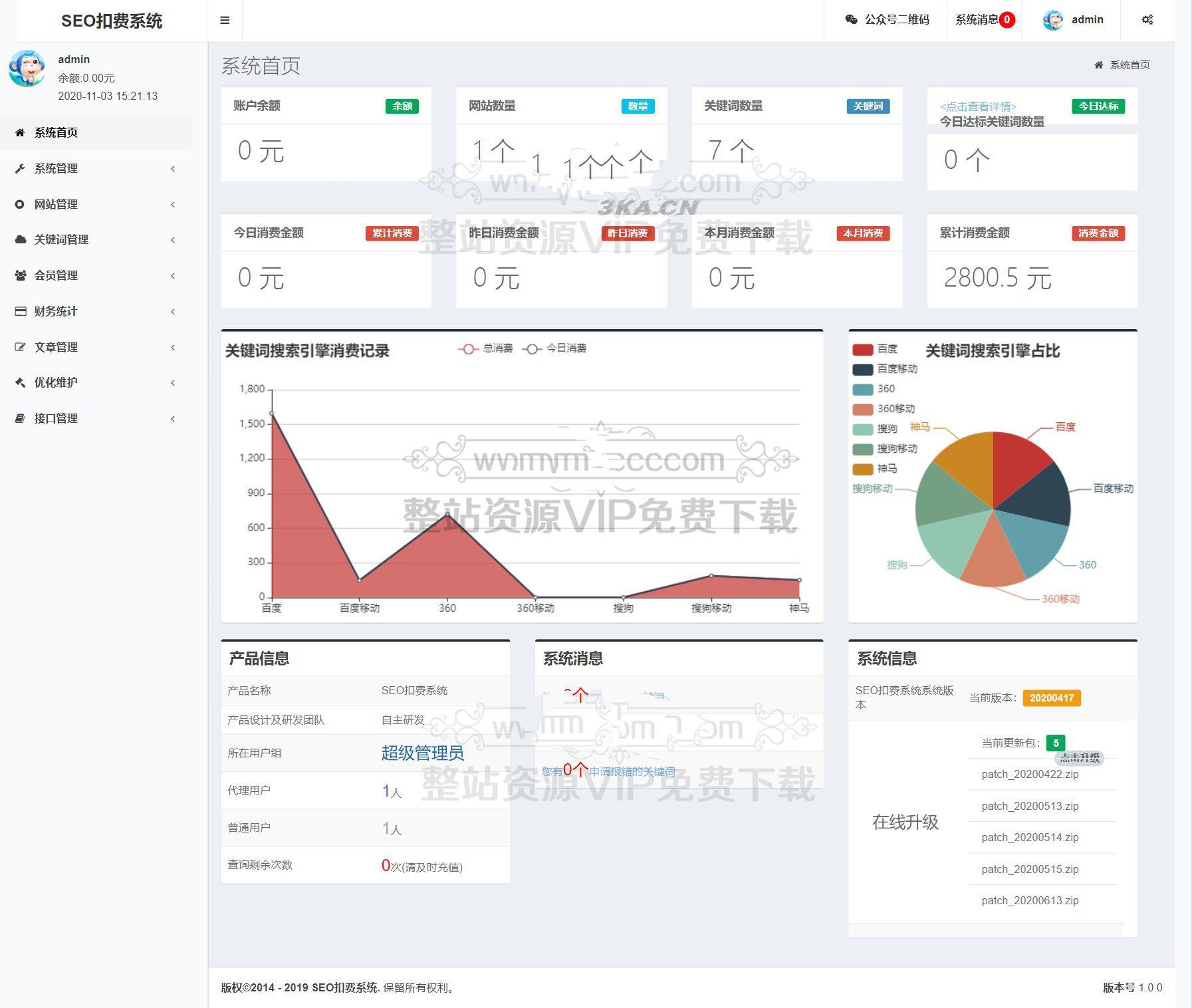 新版SEO按天扣费系统_SEO扣费系统源码_关键词排名监控_网站排名监控工具/ThinkPHP内核