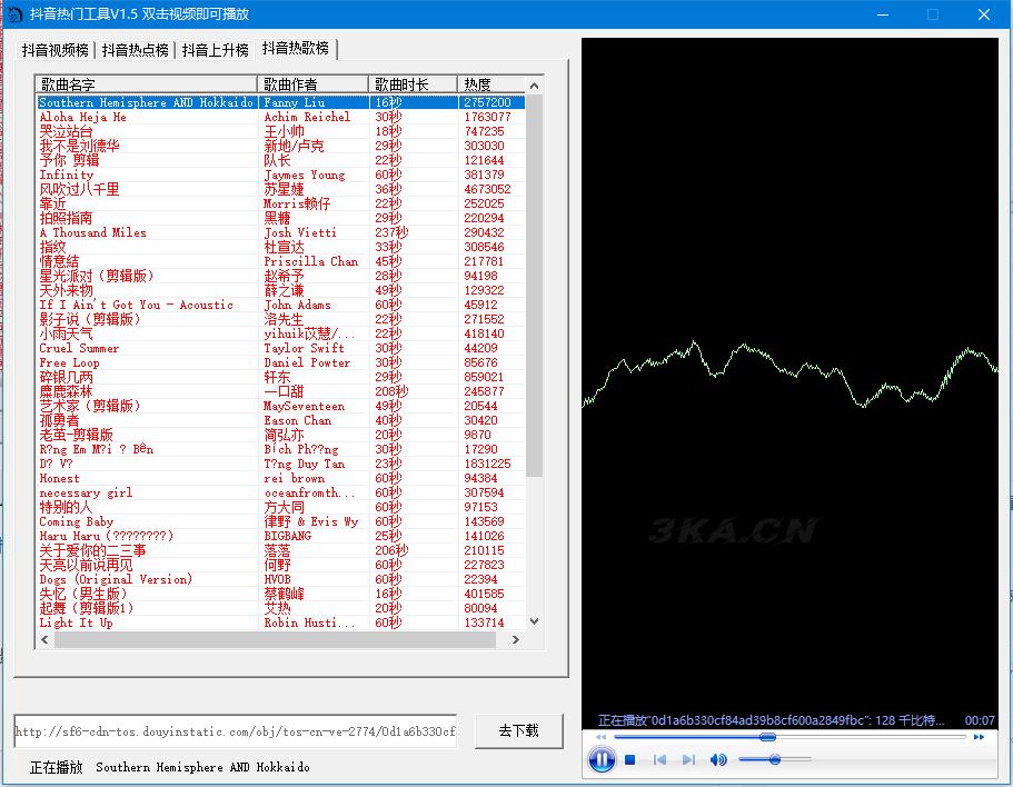 抖音热点/上升/热歌榜视频获取工具V1.5