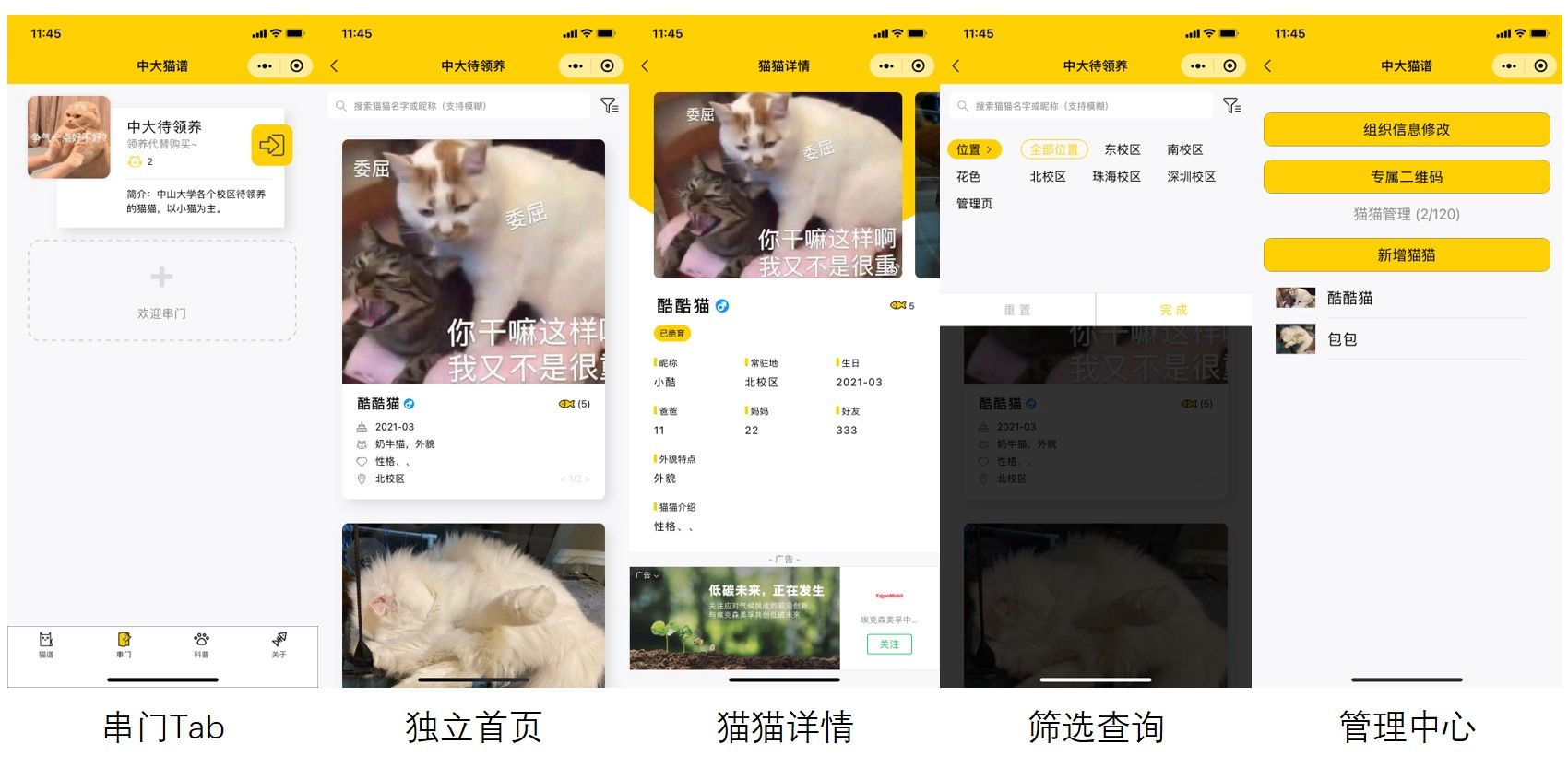 校园流浪猫信息记录和分享的小程序源码