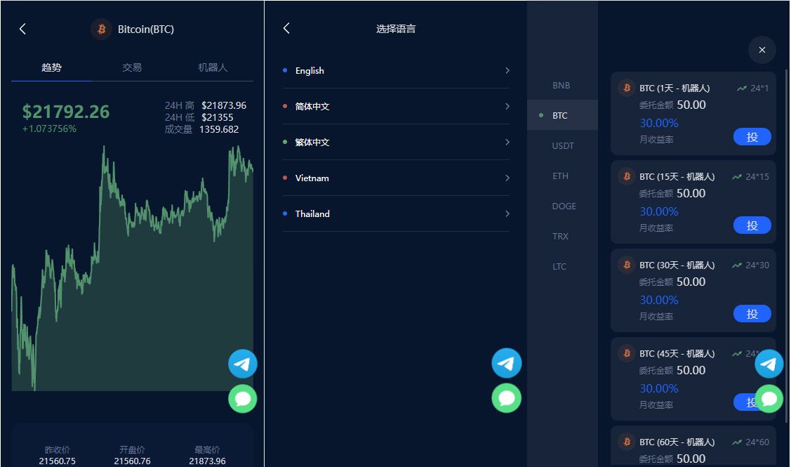 五国语言收益理财BTC虚拟币质押定期存币系统源码_加密货币机器人量化交易系统_内附搭建教程