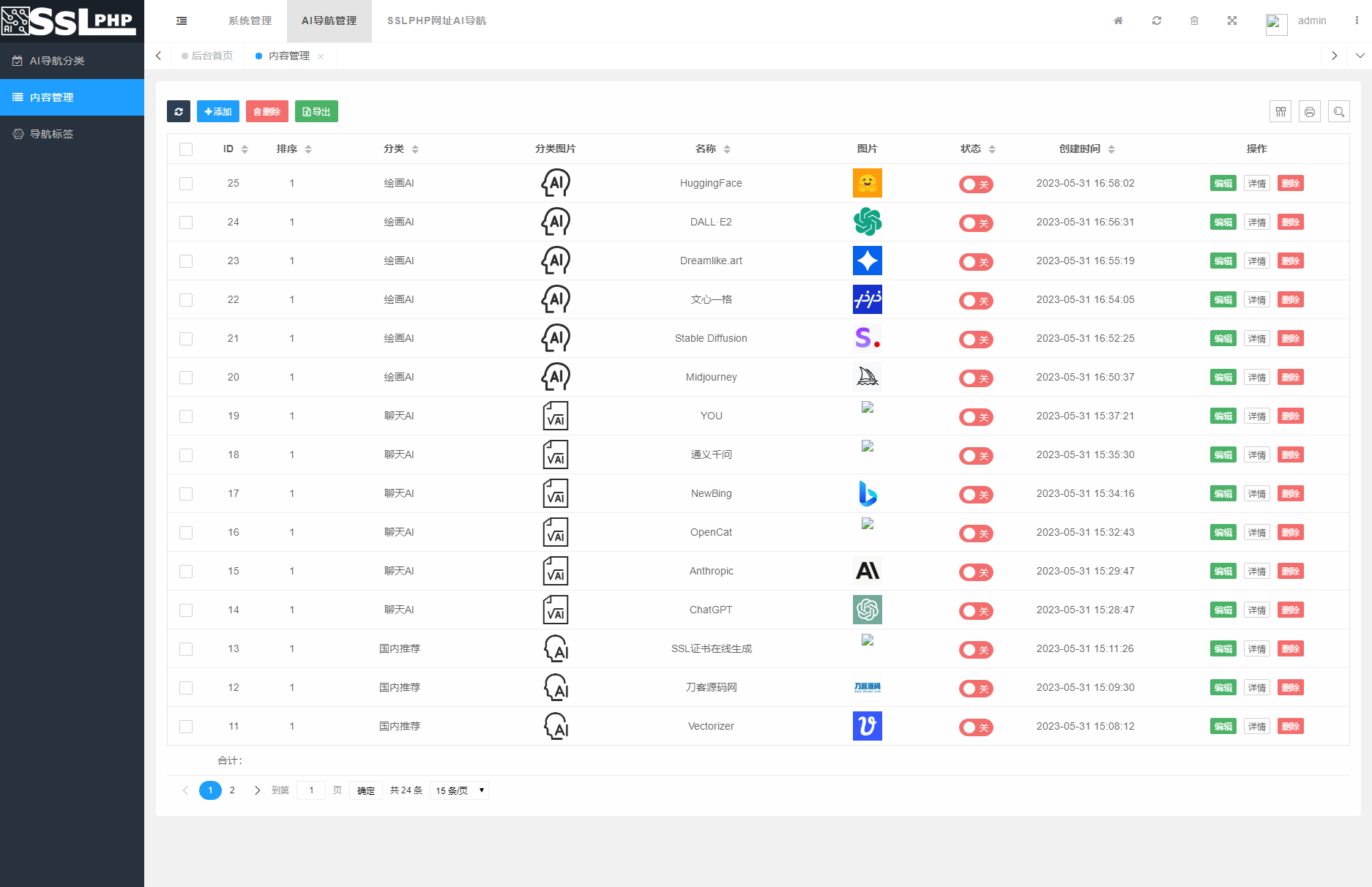 2023全新UI的AI网址导航系统源码 基于Thinkphp6框架