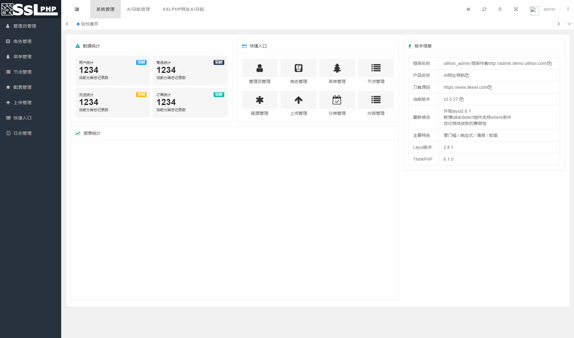 2023全新UI的AI网址导航系统源码 基于Thinkphp6框架